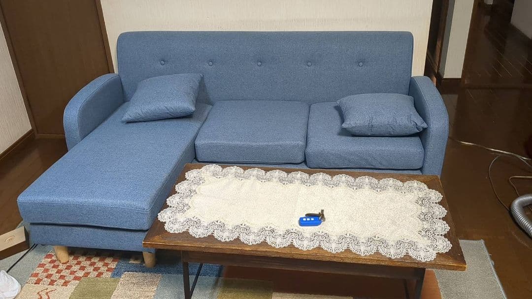 ３人掛け カウチソファーセット（新古品、組立前のため大型ダンボール一箱での発送）