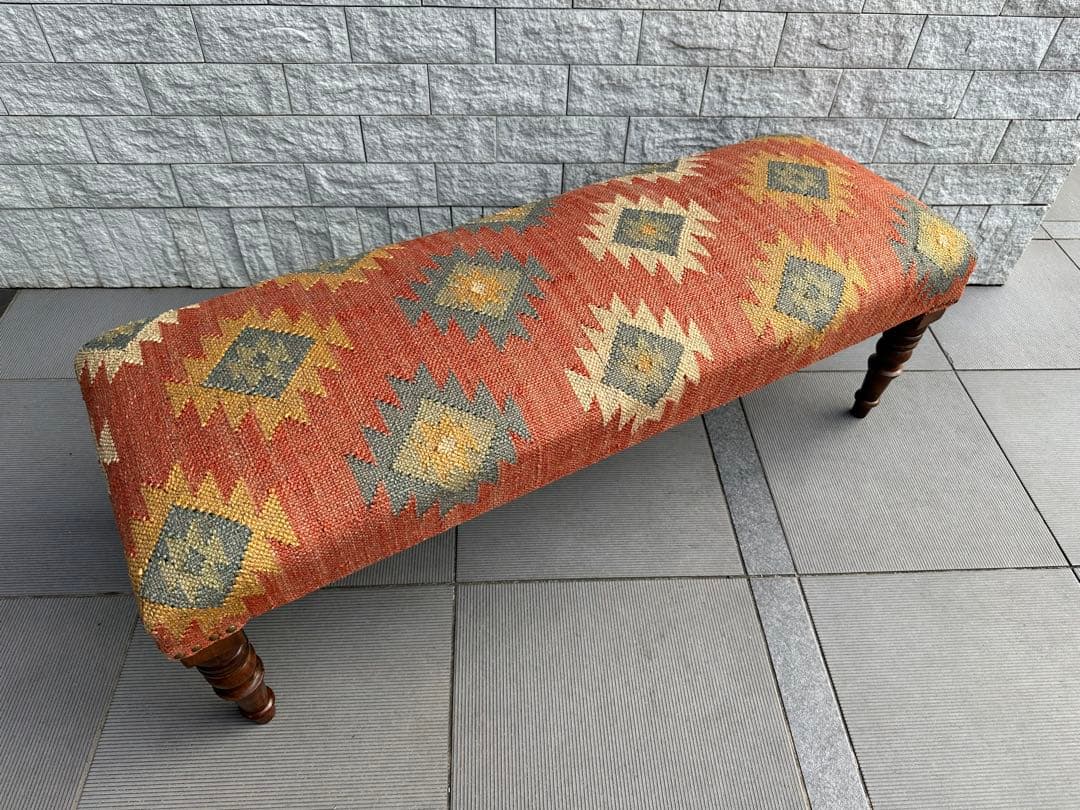 Ne WORKS キリム刺繍 木製脚ベンチスツール