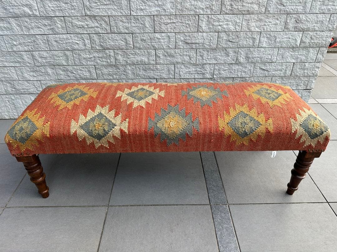 Ne WORKS キリム刺繍 木製脚ベンチスツール