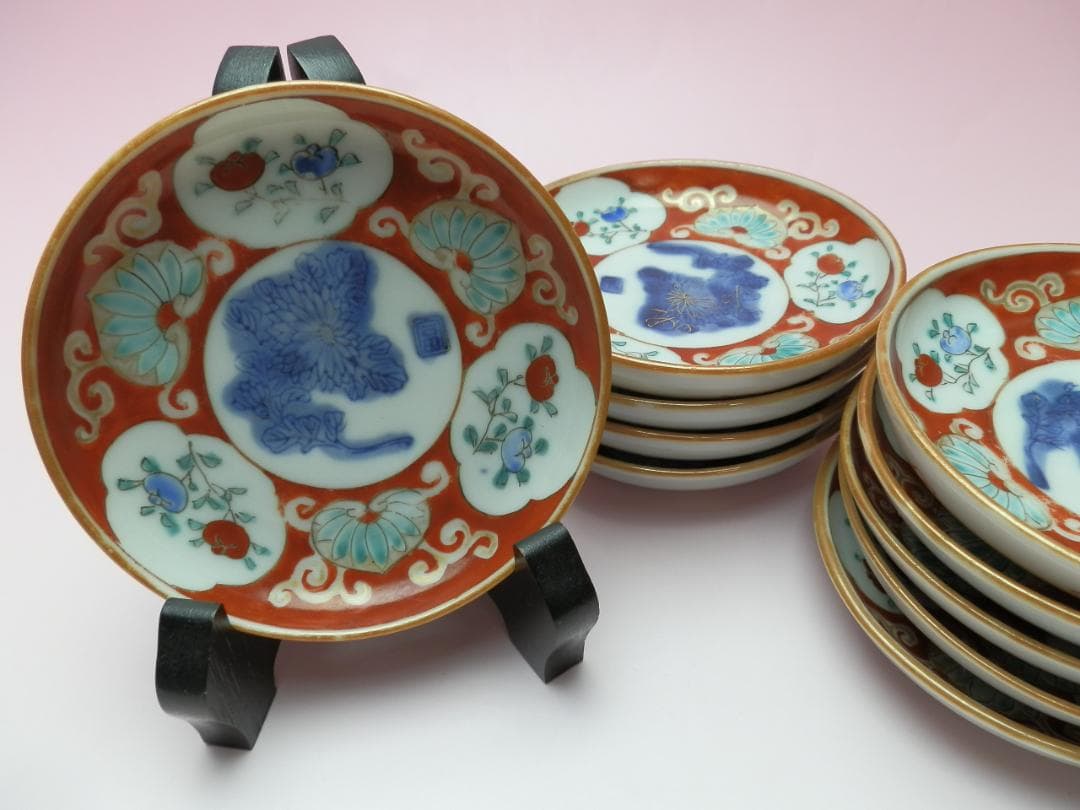 時代物 色絵 錦手 小花紋 小皿 10客 TN 82 70816