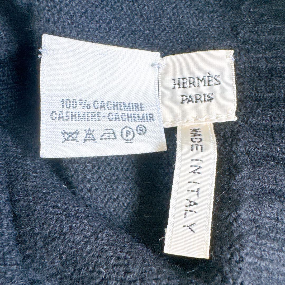 正規品　HERMES エルメス　カシミヤ100% ビーニー　ニット帽　ブラック