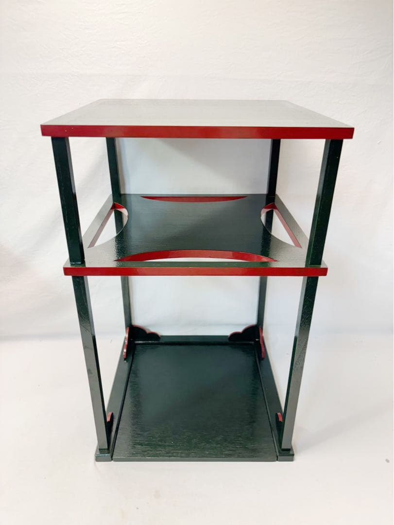 茶道具 碌々斎好写 糸巻棚 青漆爪紅 茶道具 即中斎好 溜塗 小四方棚 元箱