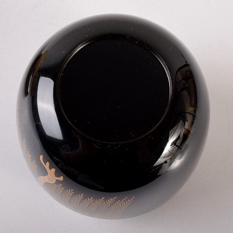 茶道具　黒漆　仁作　柳蒔絵　中棗　共箱　V　7116