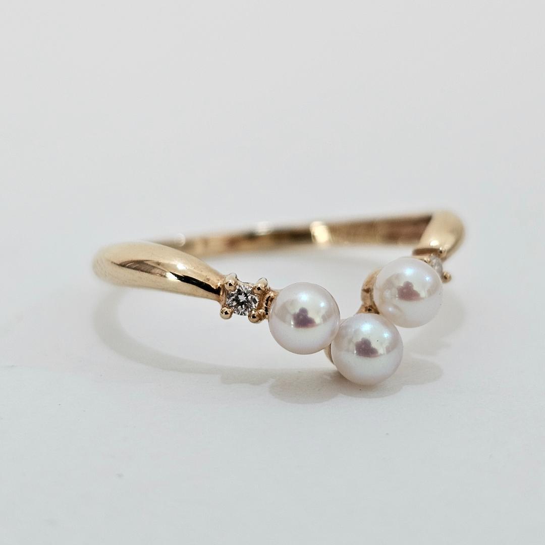 1984 タサキパールダイヤリングK18YGイエローゴールド14.5号3.4mm