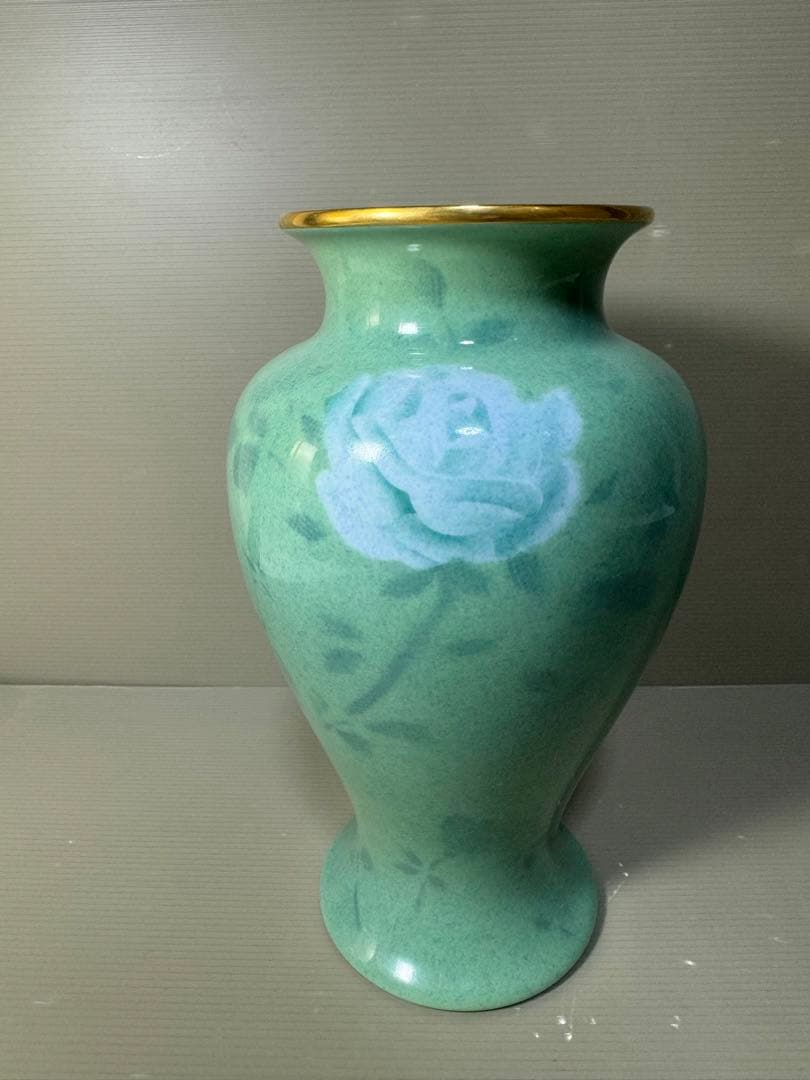 2580 深川製磁　彩色磁絵　花瓶　金彩