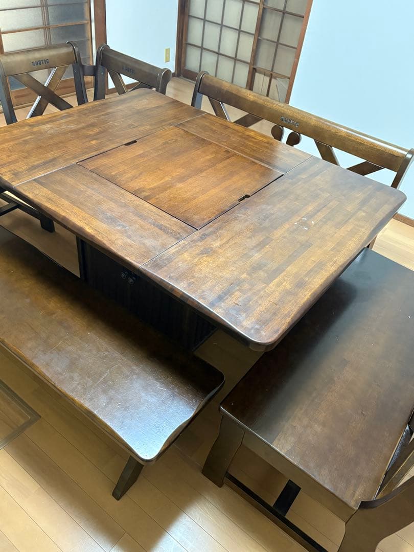 カリモク RUSTIC ダイニングテーブル 囲炉裏 ベンチ　ダイニングチェア