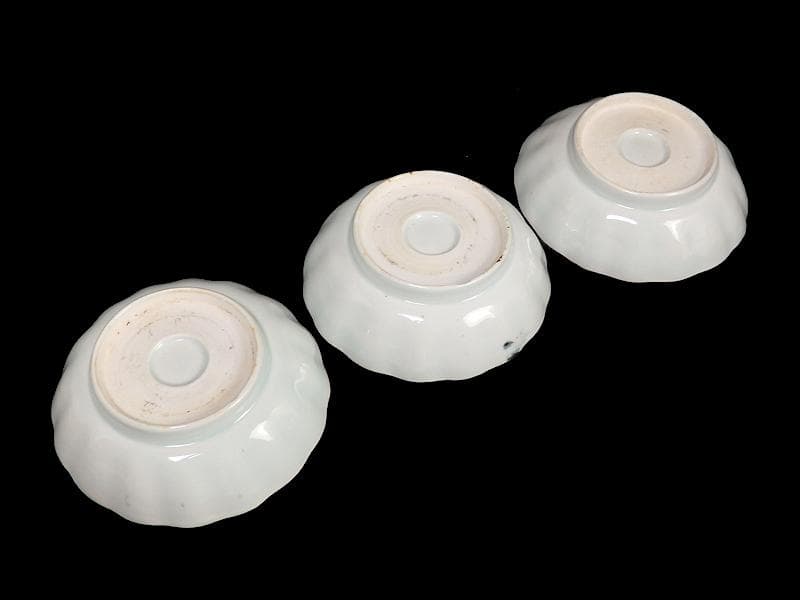 古伊万里　染付　割絵　菊の図　膾皿　３客　D760AS-BVk