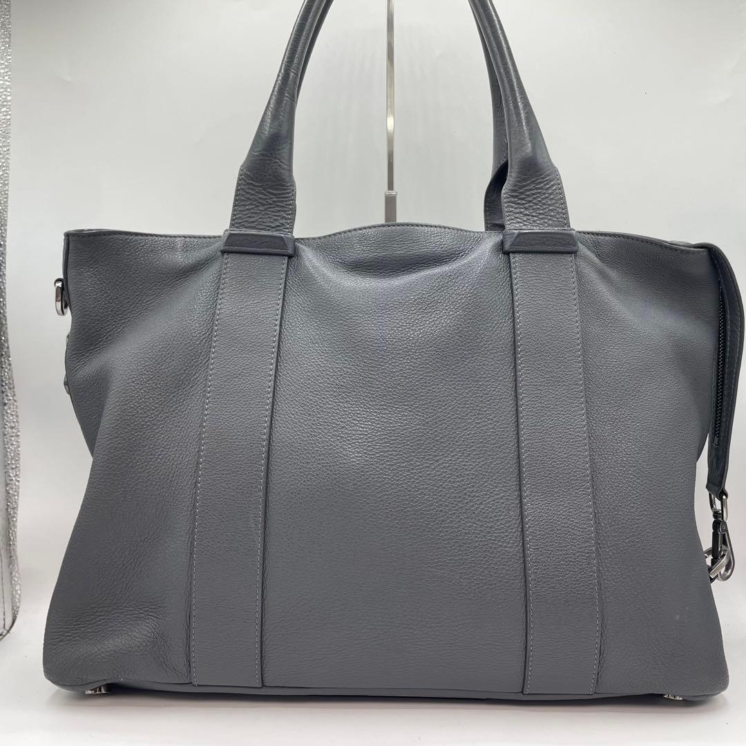 ジミーチュウ　サヴィル　トートバッグ　ビジネスバッグ　メンズ　レザー　グレー
