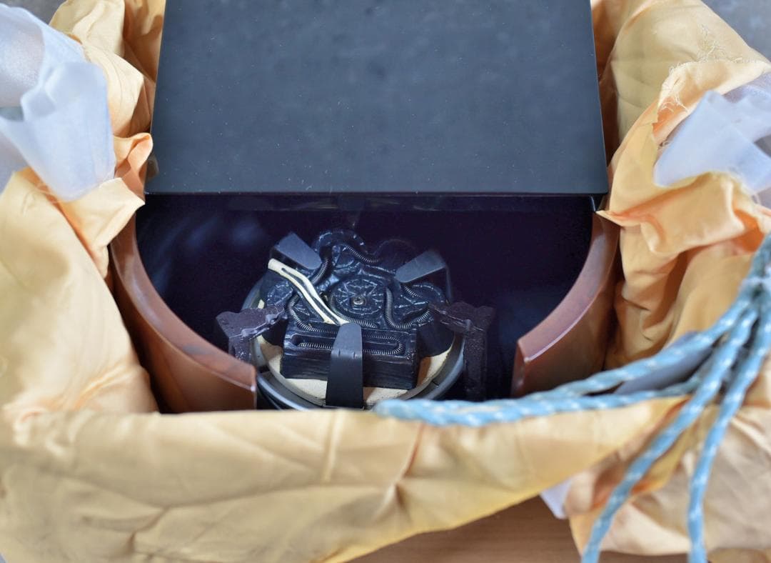 特価、唐銅風炉斑紫銅＆竹文茶釜、電熱器、五徳、敷板5点組【極上品】　お茶道具/箱