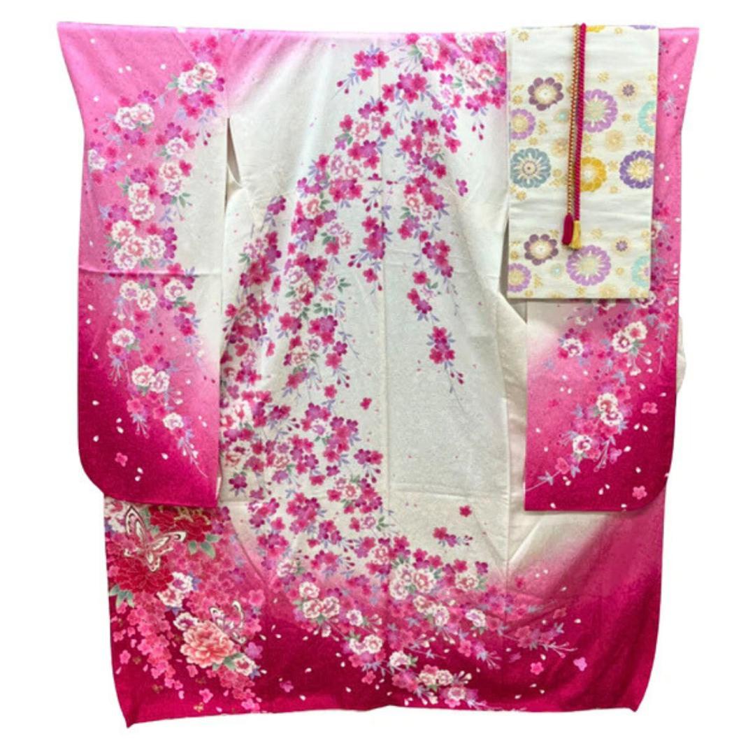 【お得品】 振袖 正絹 古典柄 成人式 単品 桜柄 ピンク S90 ●