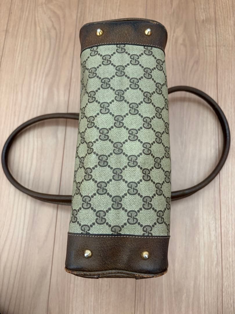 【希少デザイン】GUCCI オールドグッチ ハンドバッグ GGスプリーム 盾ロゴ