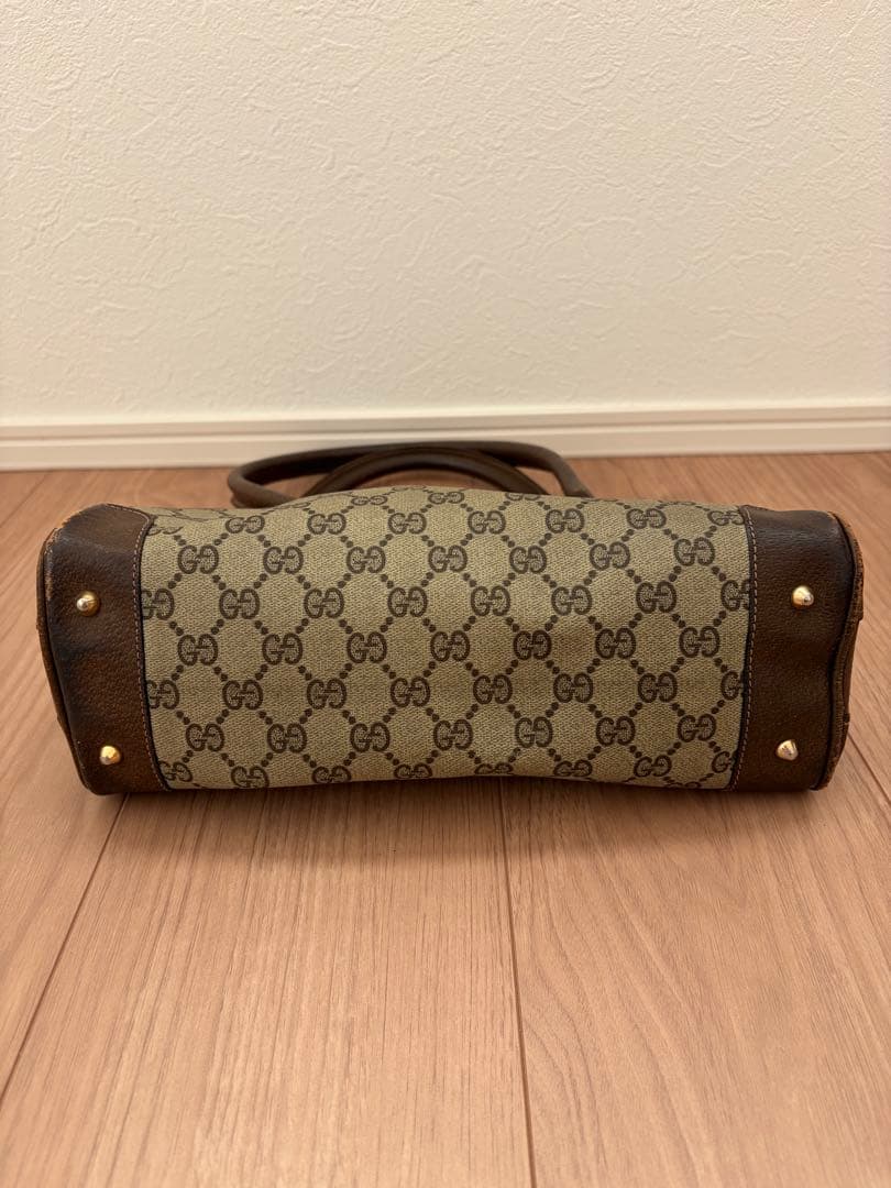 【希少デザイン】GUCCI オールドグッチ ハンドバッグ GGスプリーム 盾ロゴ