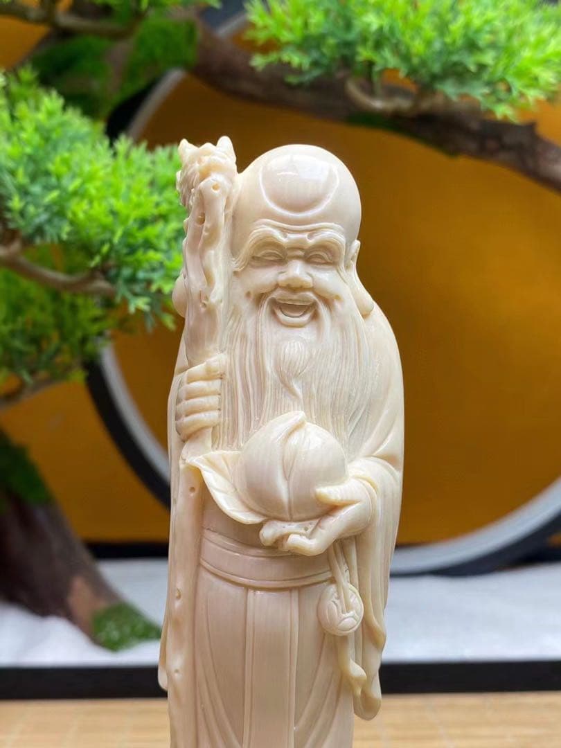 中国　手作り　寿老人　マンモス