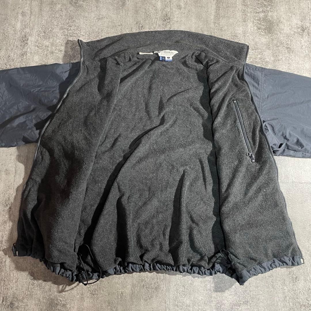 90'sColumbia古着ウォームアップジャケット短丈灰色/黒刺繍ロゴLサイズ