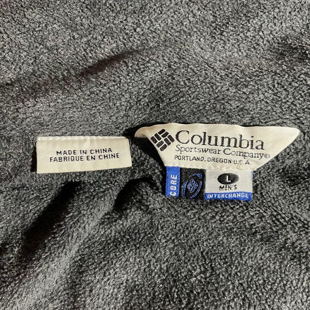 90'sColumbia古着ウォームアップジャケット短丈灰色/黒刺繍ロゴLサイズ