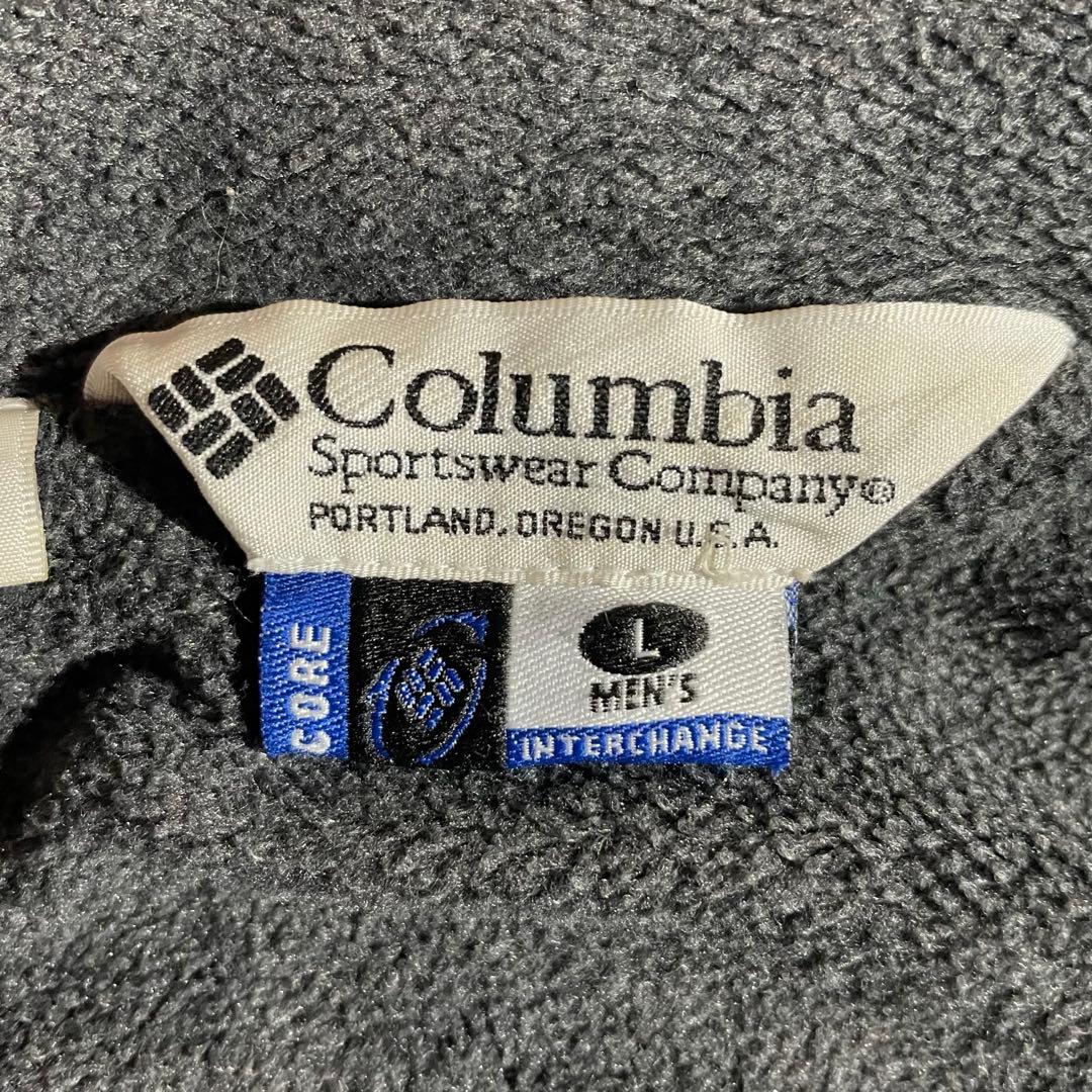 90'sColumbia古着ウォームアップジャケット短丈灰色/黒刺繍ロゴLサイズ