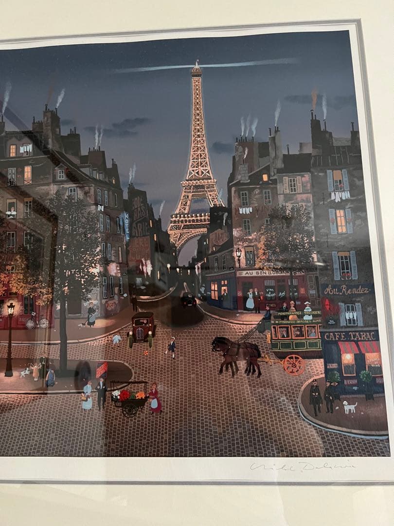 ミッシェル・ドラクロワ　エッフェル塔の灯り シルクスクリーン