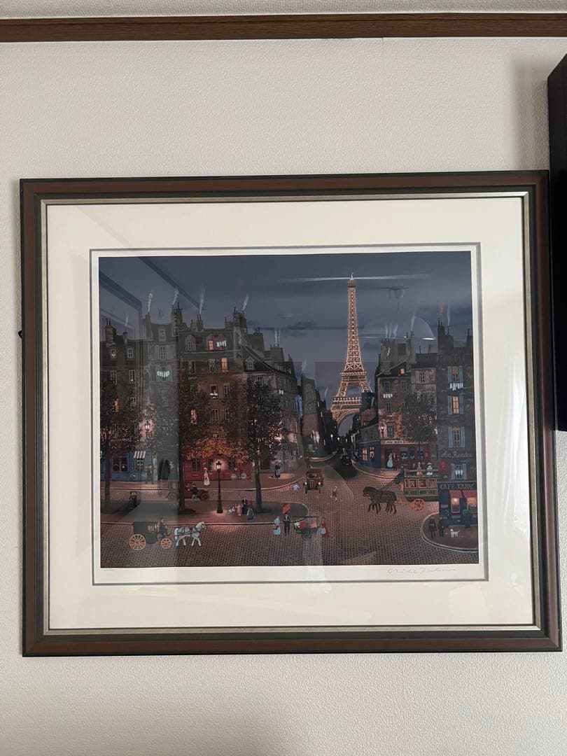 ミッシェル・ドラクロワ　エッフェル塔の灯り シルクスクリーン