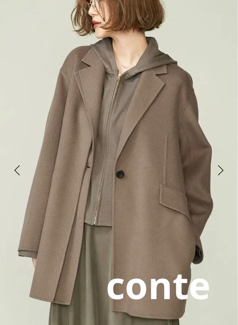 conteダブルラベルリバーコート美品