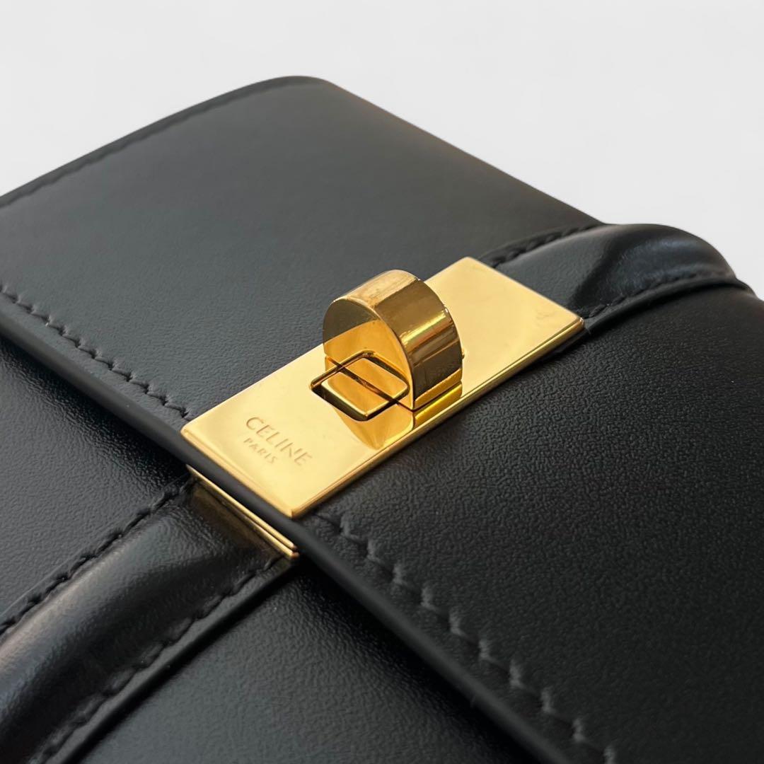 現行モデル 美品 セリーヌ コンパクトウォレット 三つ折り財布 セーズ ブラック