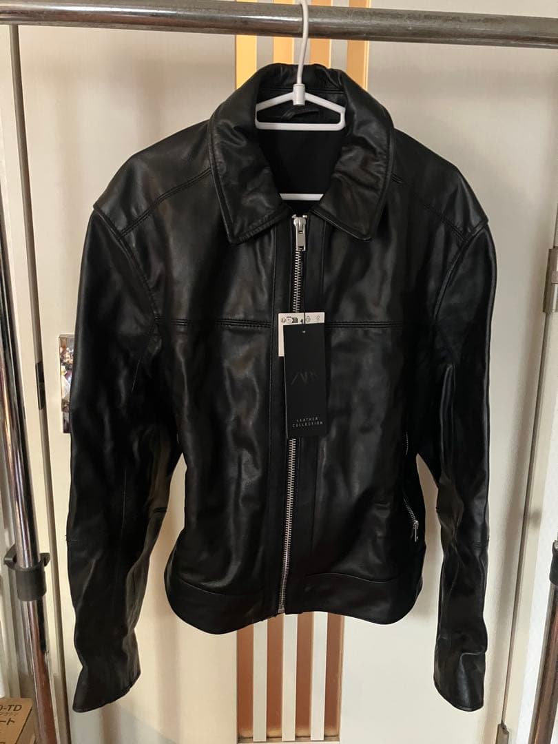 zara リアルレザー　ライダース　革ジャン　Sサイズ　ボクシーフィット