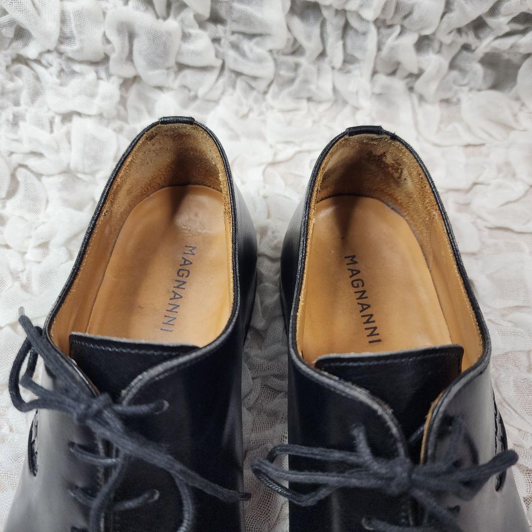 ☆ヤックル☆マグナーニ プレーントゥ イントレチャート レザー シューズ