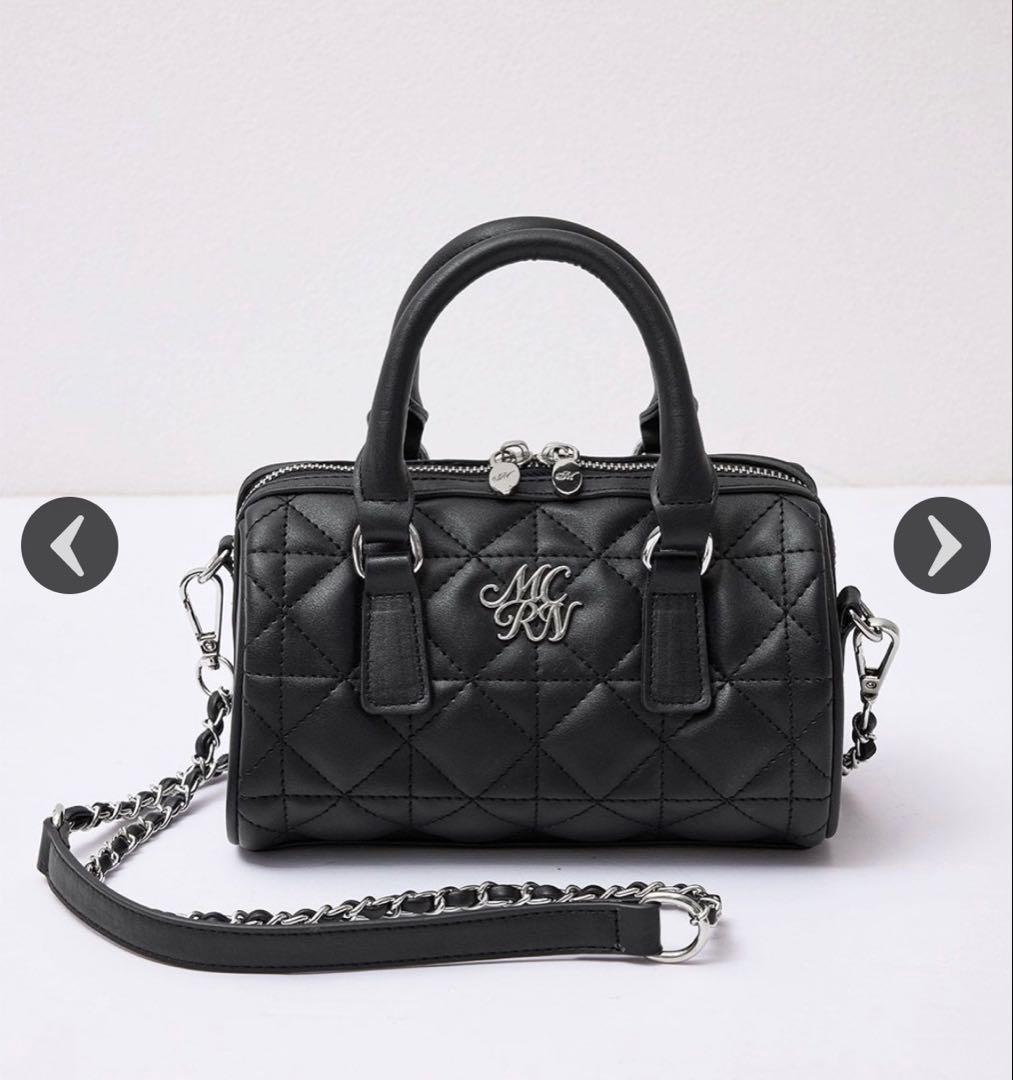 ミシェルマカロン キルティングミニボストン 黒