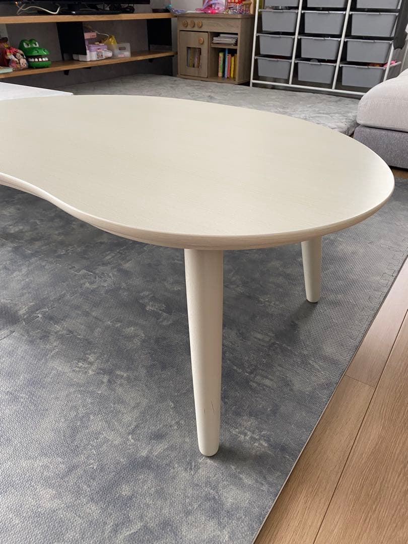 ニトリ家具✨豆型ホワイト　木製こたつテーブル 横90 縦約60 高さ37