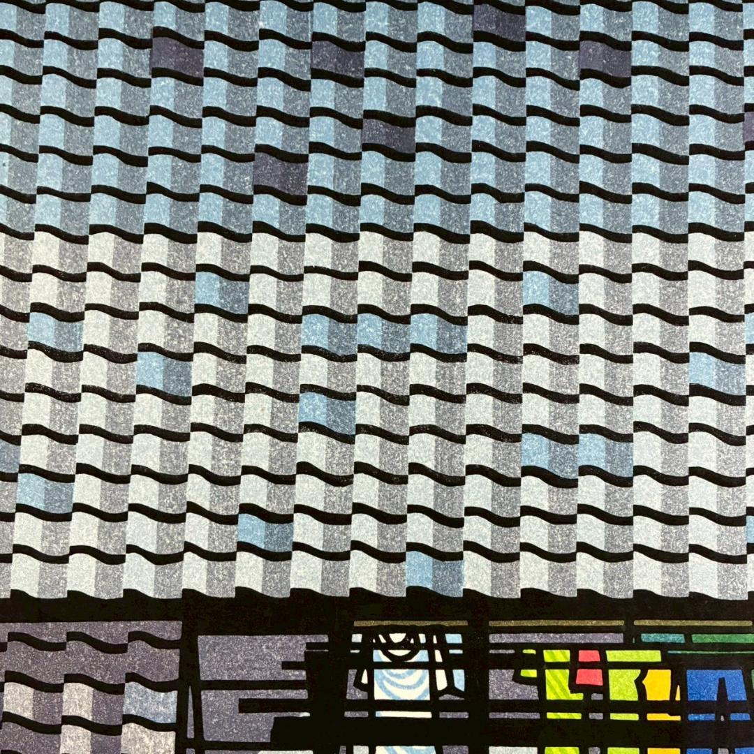 クリフトン・カーフ「ROOF TILES 屋根瓦」木版画 直筆サイン入 ’84
