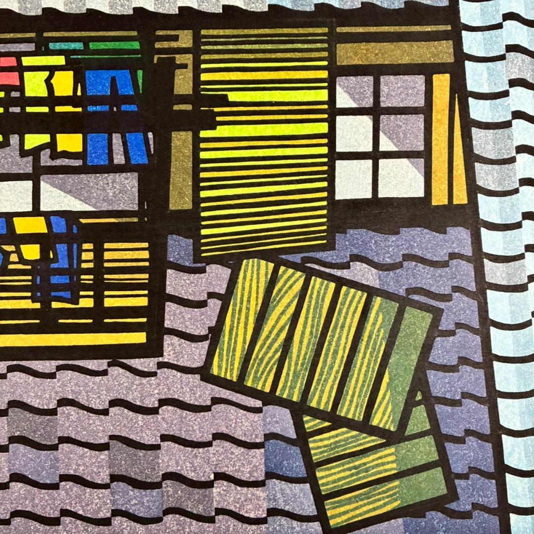 クリフトン・カーフ「ROOF TILES 屋根瓦」木版画 直筆サイン入 ’84