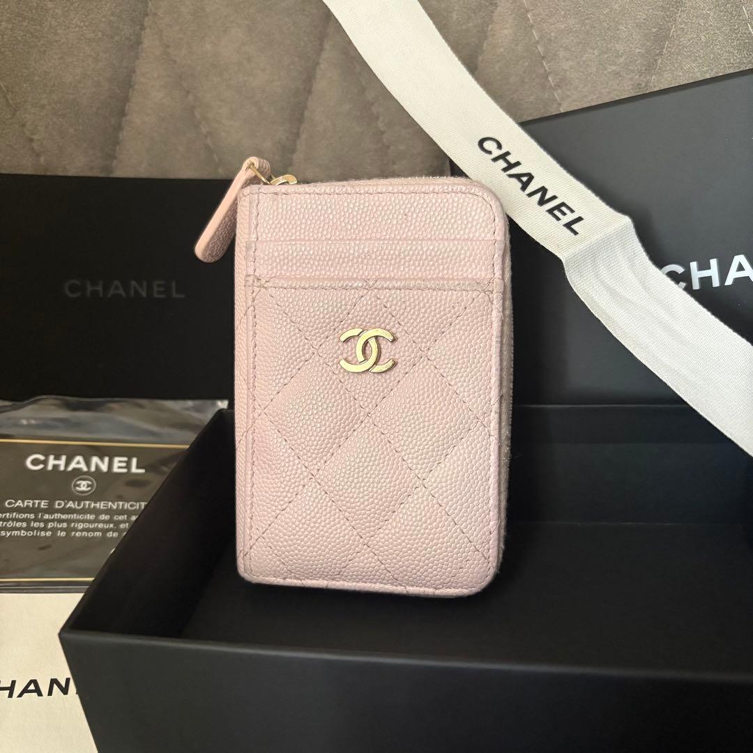 CHANEL シャネル キャビアスキン マトラッセ フラグメントケース ピンク