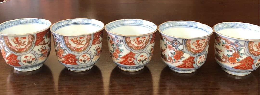 骨董☆色絵古伊万里金彩向付☆5客☆