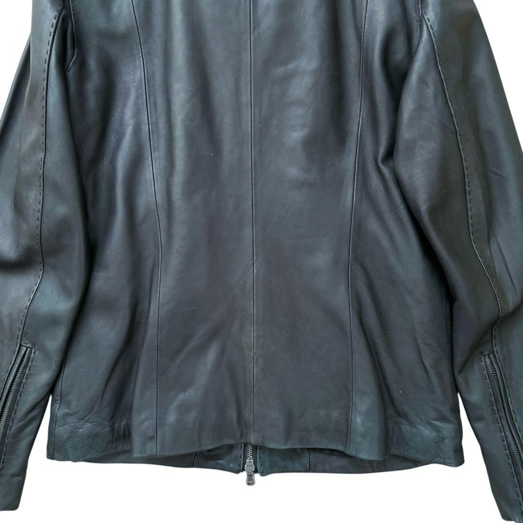 RETRO GRADE　ハイネックレザージャケット　シングルライダース　羊革　L