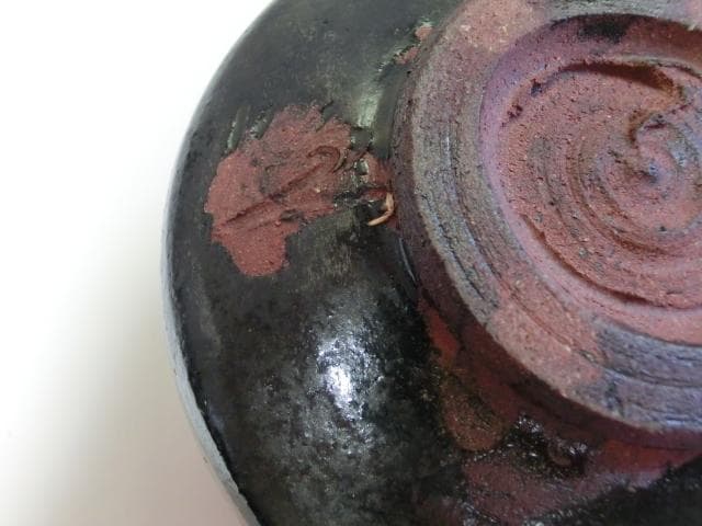 茶碗■鉄釉 筒茶碗 三冝庵 越泉達 越前 お泉水窯 抹茶碗 作家物 古美術■