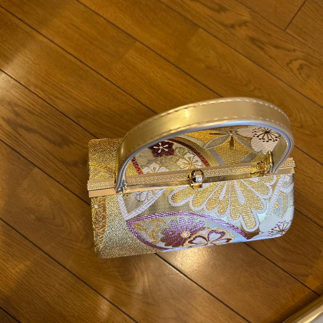 値下げ和装用バッグと草履セット　金色かわいい　成人式　結婚式　草履LL 一蔵