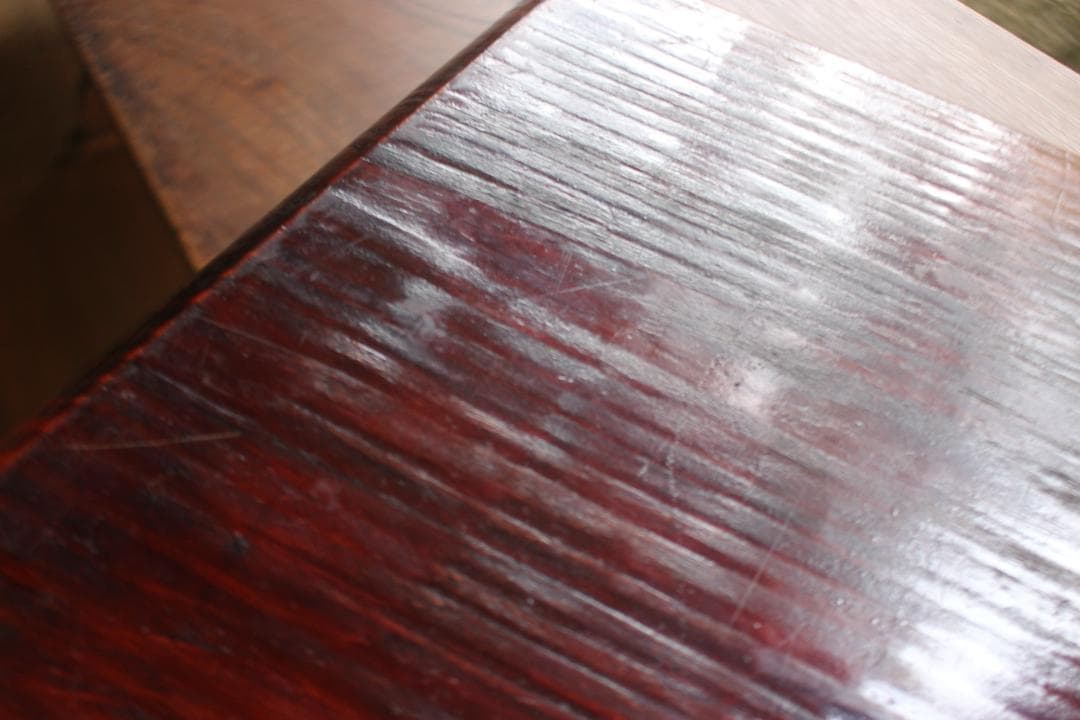 堅牢刳り貫き木地に時代漆の映える讃岐彫の四方盆（検民芸讃岐盆お膳お盆