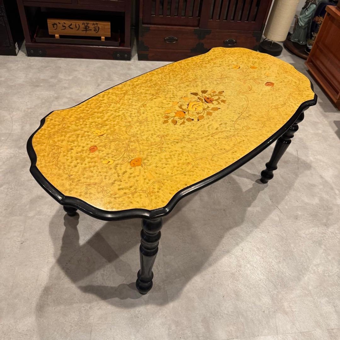 【イタリア製】ボタニカル柄 ローテーブル サイドテーブル 花柄