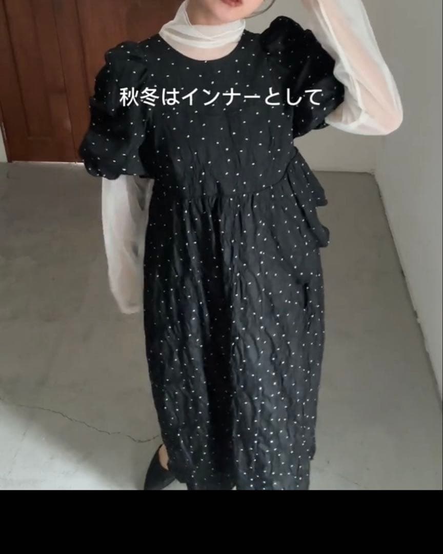 アンドレスド　バブルスリーブジャガードドレス