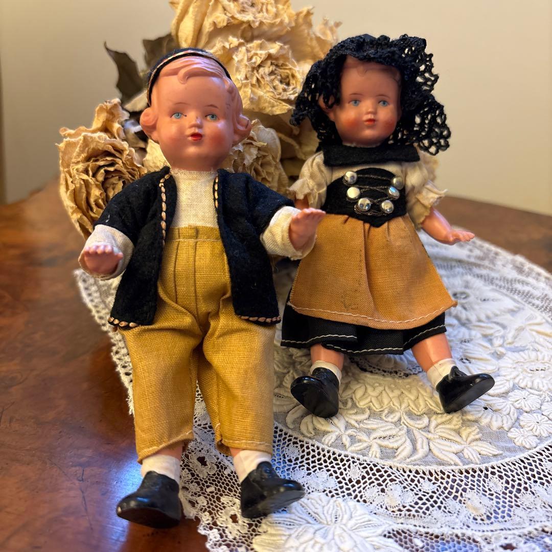 ★セルロイド人形★フランス　ヴィンテージドール　ミニョネット　男女セット