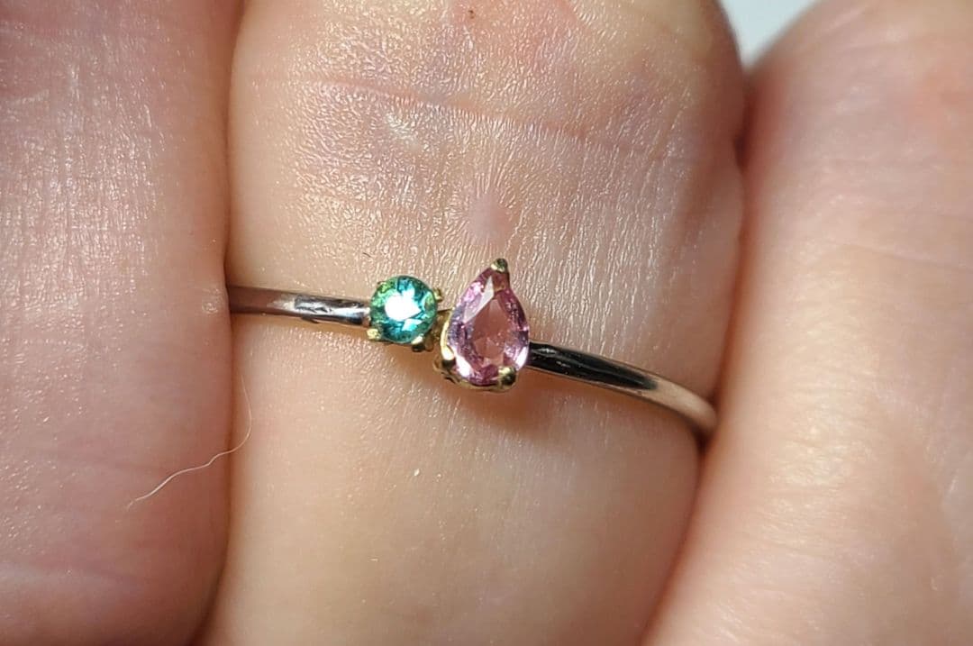 minはる★バターリャパライバトルマリン&パパラチアリングPt900★