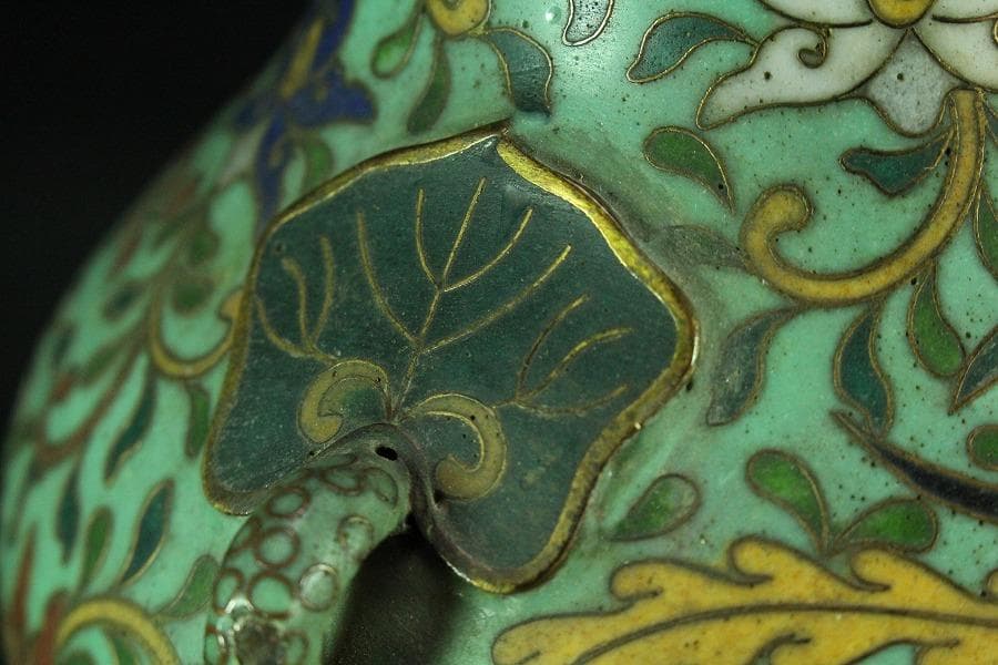 中国美術 七宝 纏枝蓮花紋 双耳 壷(K-YC548)