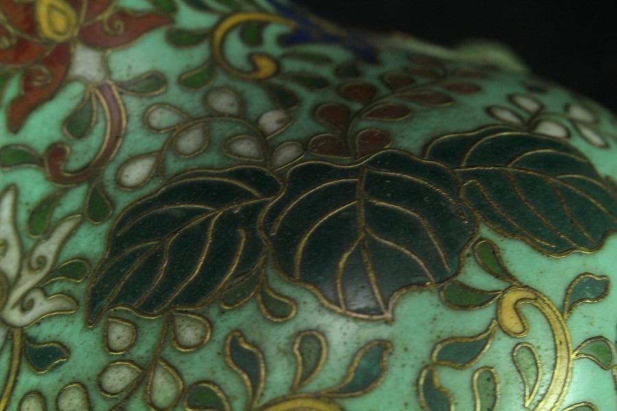 中国美術 七宝 纏枝蓮花紋 双耳 壷(K-YC548)