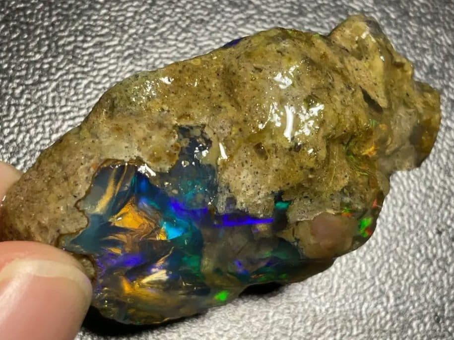 【40CT】エチオピア　オパール　原石　青　透明　黄色　ウェロ産