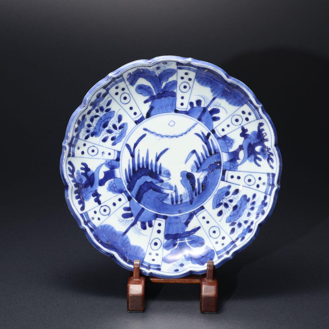 伊万里染付花鳥図七寸皿　∅21㎝　骨董　古伊万里　R0027w2B3