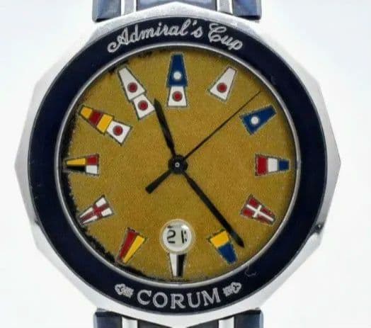 コルム アドミラルズカップ デイト ゴールド クォーツ 腕時計 可動品