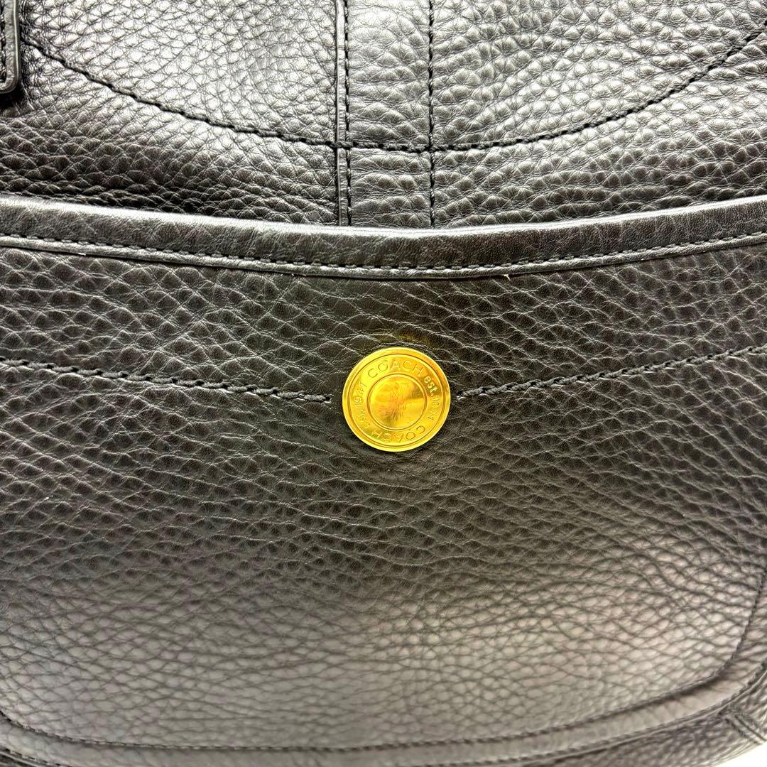 未使用級　COACH ワンショルダーバッグ シボ革 ブラック ゴールド金具