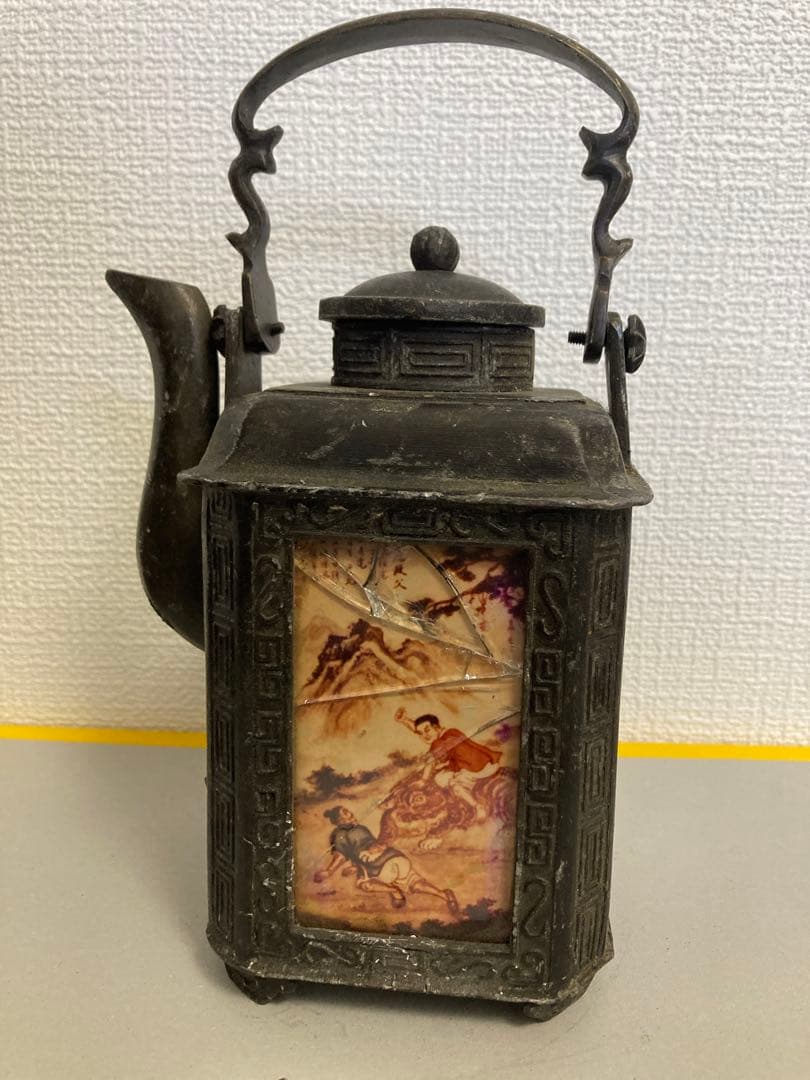 古錫，中国古美術古錫器茶壺酒壺，稀有物，清時代，古屋から藏出し