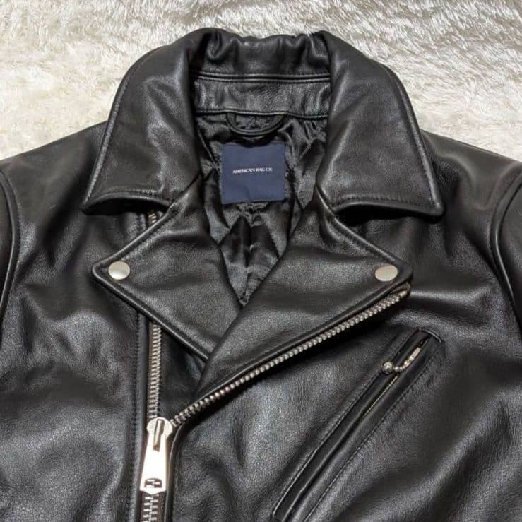 アメリカンラグシー ダブルライダースジャケット 牛革 裏地キルティング✨️