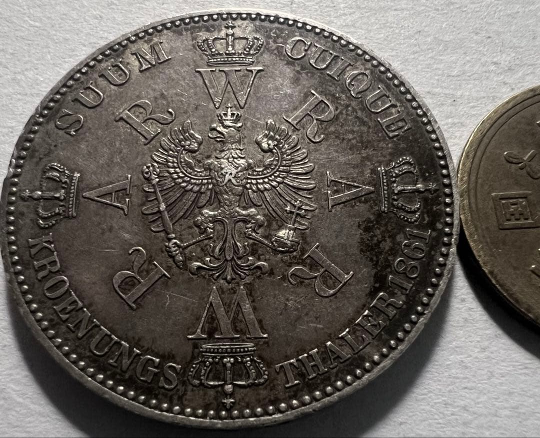 招*@様 1861年 ドイツプロイセン王国　戴冠式ターラー銀貨ウィルヘルム王オー