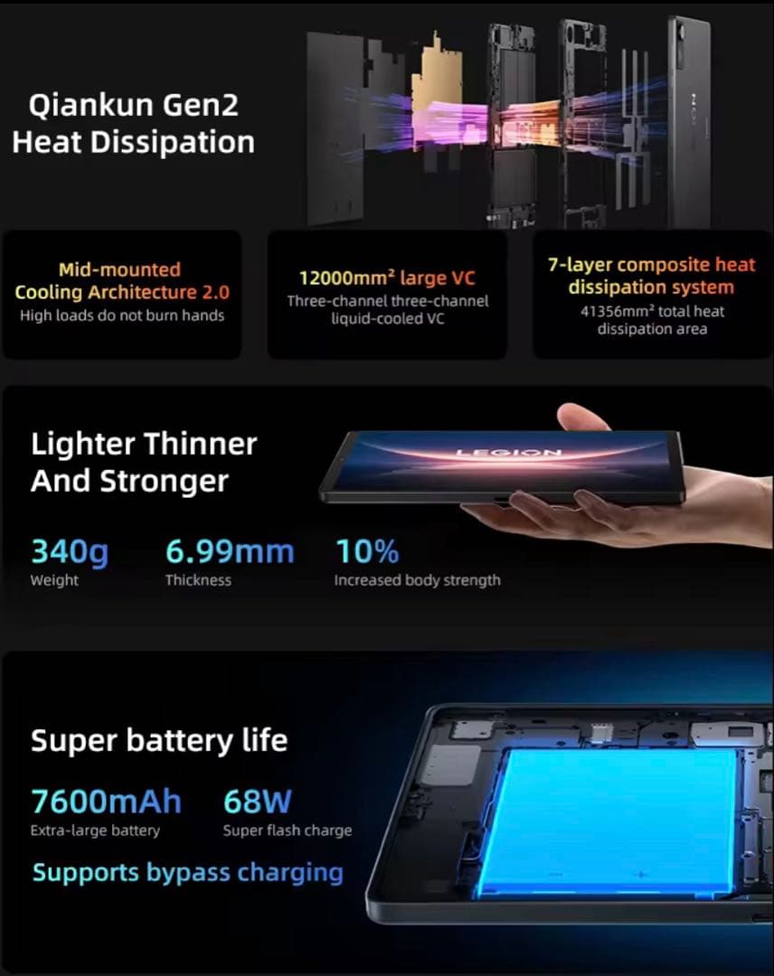 【新品】Lenovo Legion Y700 gen4 12GB+256GB 黒